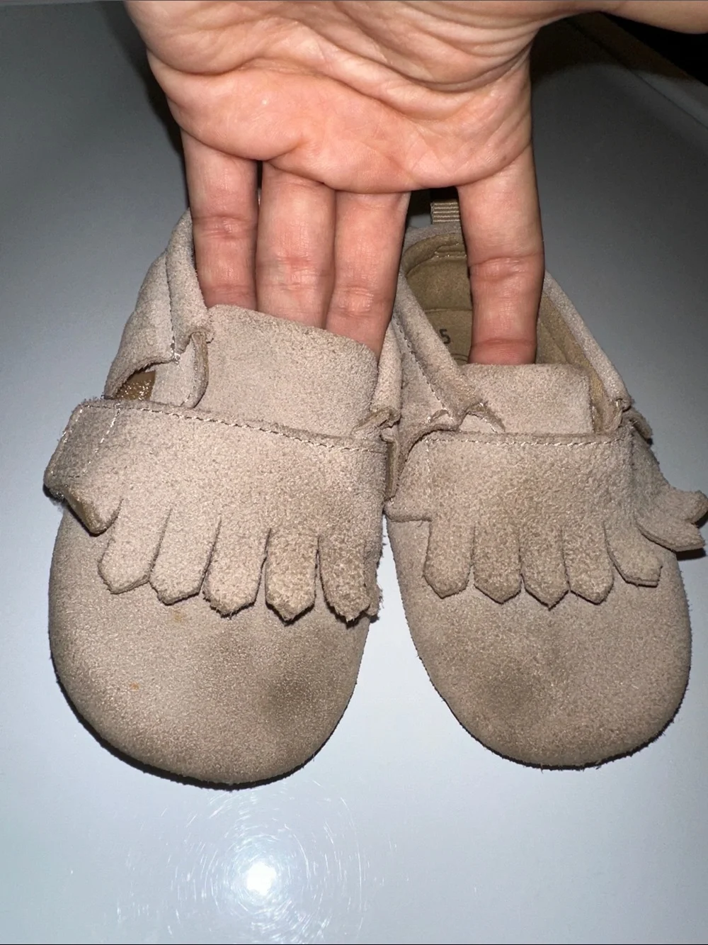 Toddler Fringe Moccasin Boots in Light Taupe 5